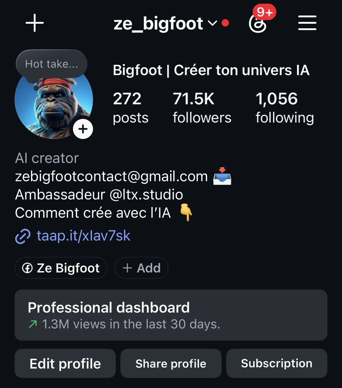 Profil Instagram Ze Bigfoot