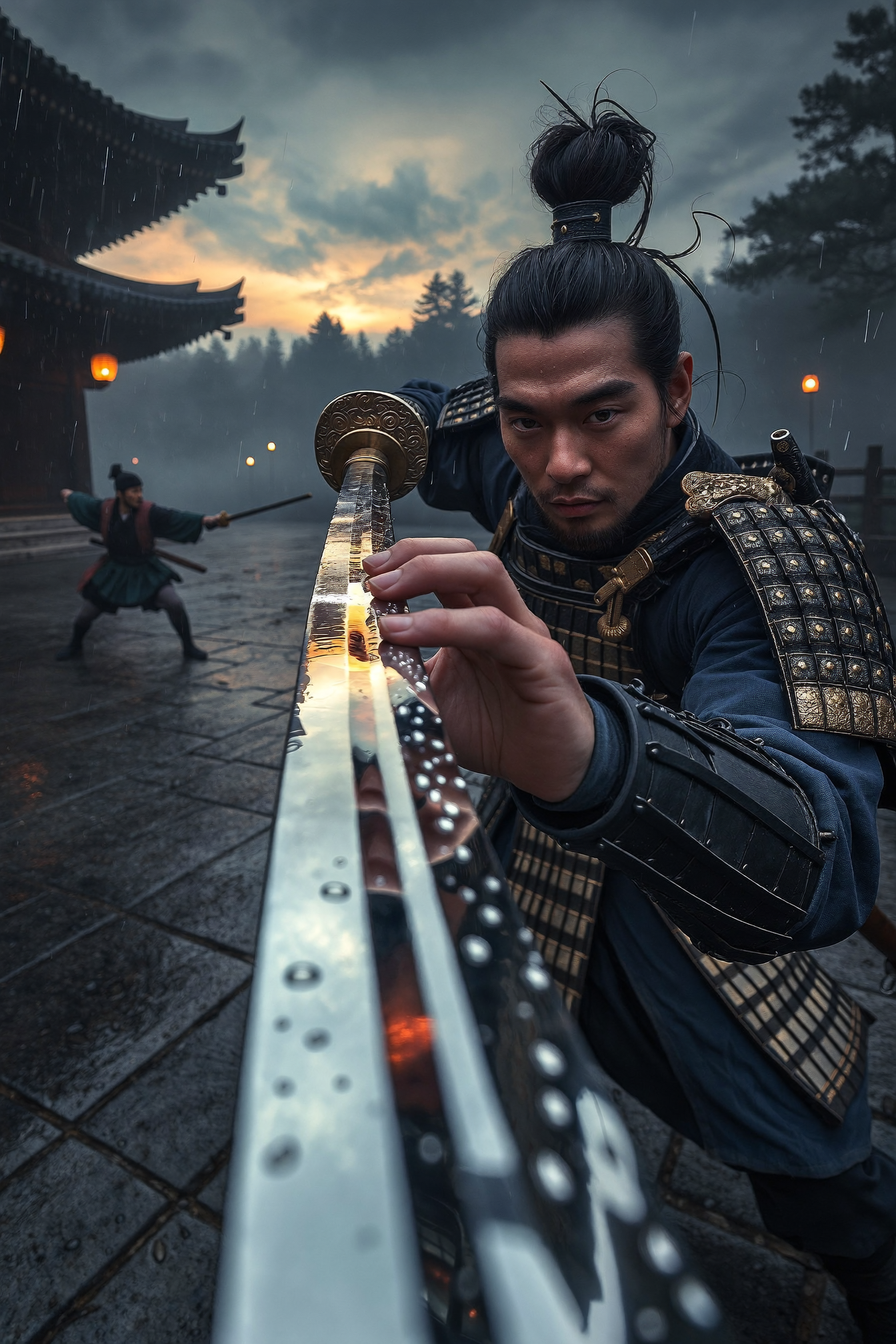 Concept IA d'un samouraï mystique, direction artistique No Face Lab