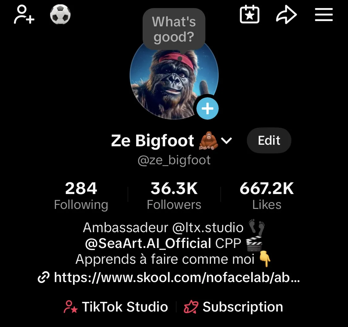 Profil TikTok Ze Bigfoot